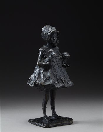 Paolo Troubetzkoy (Intra 1866 - Pallanza 1938) "Bimba coi giochi" scultura in...