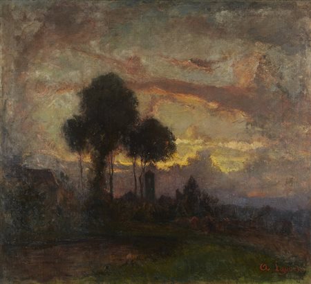 Alessandro Lupo (Torino 1876 - 1953) "Tramonto" 1916 olio su tela (cm...