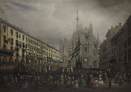 Carlo Bossoli (Lugano 1815 - Torino 1884) (Attribuito) "La commemorazione dei...