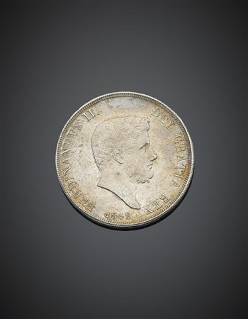 NAPOLI. Ferdinando II di Borbone (1830-1859). Piastra 1849. MIR 501/13 (R/3)....