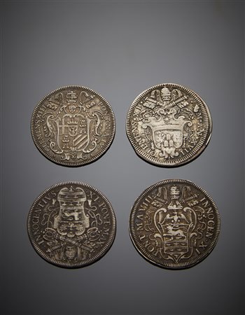 ROMA. Lotto di 4 testoni: Innocenzo XI, anni 1684 e 1684/VIII; Clemente XI,...