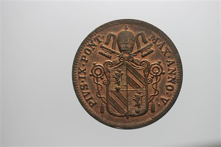 ROMA. Pio IX (2∞ periodo, 1849-1866). Un baiocco 1850/V. Pagani 503a. CU. qFDC