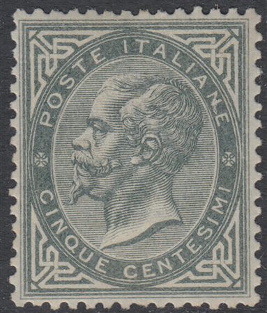 [REGNO D'ITALIA] 1863/1865 5c. grigio verde, tiratura di Londra. A. Diena...