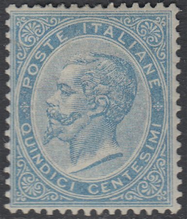 [REGNO D'ITALIA] 1863/1865 15c. celeste chiaro. A. Diena, G. Bolaffi...