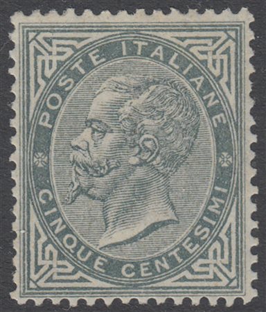 [REGNO D'ITALIA] 1363/1865c. verde grigio, tiratura di Torino. G. Bolaffi,...