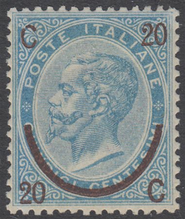 [REGNO D'ITALIA] 1865 "Ferro di cavallo", 20c./15c. celeste chiaro, I tipo....