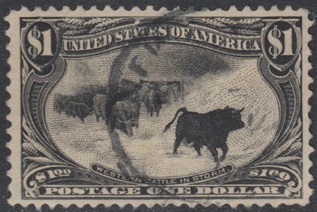 [STATI UNITI] 1898 "Trans-Mississippi", $1 nero "western cattle in storm"....