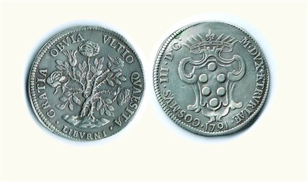 LIVORNO - Cosimo III (1670-1723) - Pezza della Rosa 1701; D/ Stemma coronato;...