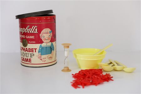 WARHOL ANDY (1928 - 1987) Campbell's Alphabet Soup Game. Plastica e Latta. Cm...