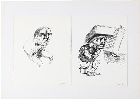 VAGLIERI TINO (1929 - 2000) Lotto composto da n. 2 disegni. . 1972. China su...