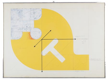 POMODORO GIO' (1930 - 2002) Progetto. 1968. Tecnica mista e collage su...