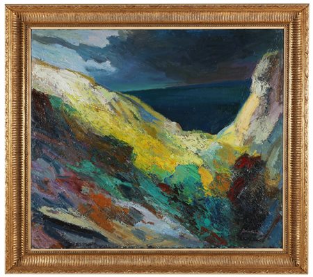 MONACO PASQUALE (n. 1947) Jonio. . Olio su tela. Cm 83,00 x 73,00. Firma in...