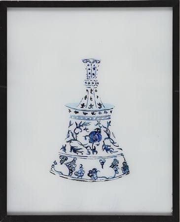 MONDINO ALDO (1938 - 2005) Iznik. 2000. Olio su vetro. Cm 40,00 x 50,00. Al...