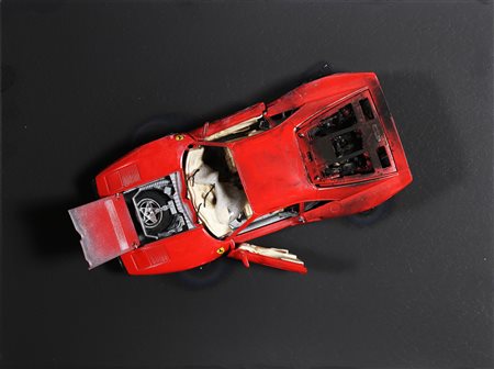 AUBERTIN BERNARD (1934 - 2015) Voiture Bruleè. 2010. Tecnica mista su tavola....