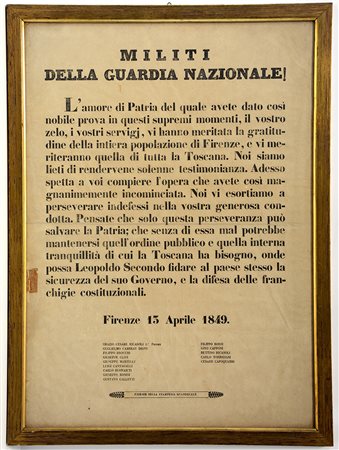 Grida della Guardia Nazionale. Firenze, 1849