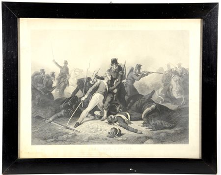 Incisione (cm 35x49) raffigurante la battaglia di Inkerman (guerra di...