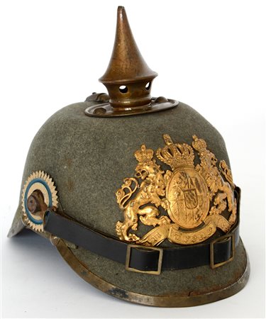 Pikelhaube (elmo a chiodo). Regno di Baviera, inizio XX secolo. Raro elmo in...