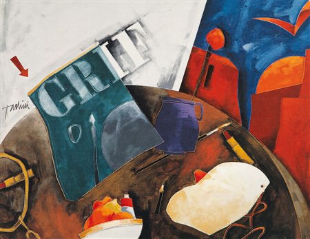 Emilio Tadini (1927-2002), Senza titolo, acquarello, cm 37,5x47,5 firmato...