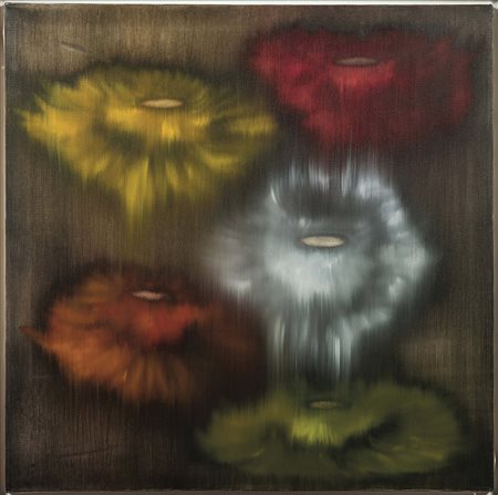 Ross Bleckner (1949), Untitled 1997, olio su tela di lino, cm 76x76 firmato e...