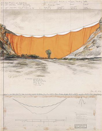 Christo Gabrovo 1935 Valley Courtain (Project for Colorado), 1972 Collage e...