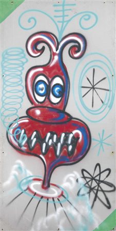 Kenny Scharf Los Angeles 1958 Senza titolo Spray su lamiera, cm. 202,5x100,5...