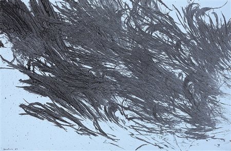 Hans Hartung Lipsia 1904 - Antibes 1989 T 1981-E1, 1981 Acrilico su tela, cm....