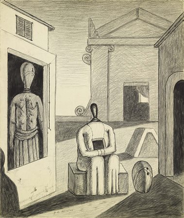 Giorgio de Chirico Volos 1888 - Roma 1978 Il pomeriggio inquietante, 1972...