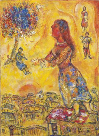 Marc Chagall Vitebsk 1887 - Saint Paul de Vence 1985 Arbre et maisons, 1970...