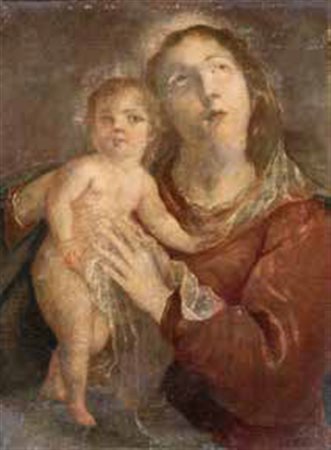 Scuola Lombarda fine del XVIII secolo MADONNA CON BAMBINO olio su tela, cm...