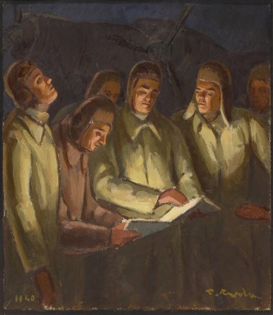 PIERO TESTA AVIATORI, 1940 Olio su carta, 24 x 28 cm Firma in basso a destra:...