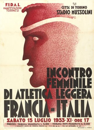 FRANCO GARELLI Manifesto Italia Francia - Incontro femminile di altetica...