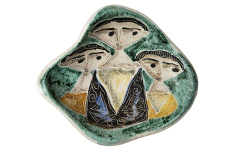 MARCELLO FANTONI Piatto con figure maschili, Anni ‘50 Ceramica dipinta, 24 x...