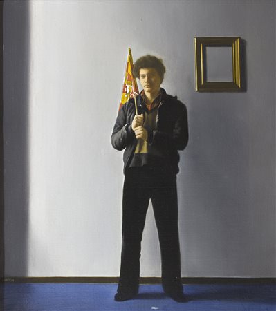 JONATHAN JANSON Il tifoso, 1979 Olio su tela, 40 x 36 cm Firma in basso a...