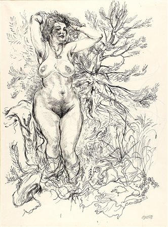 GEORGE GROSZ Nudo, anni 40 China su carta, 56 x 41 cm Firma in basso a...
