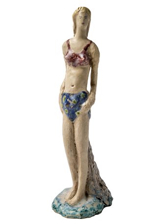 RICCARDO GATTI Donna in costume, Anni ‘40 Scultura in ceramica dipinta, h...