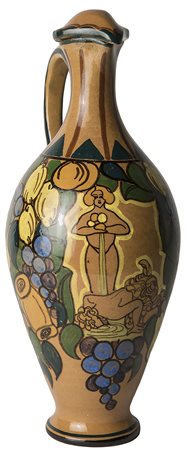 LA SALAMANDRA - PERUGIA Bottiglia con tappo decorata da figura di fauno alla...