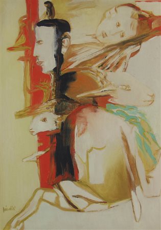 Remo Brindisi, Pastorale, olio su tela, cm. 70x50, firmato in basso a sinistra