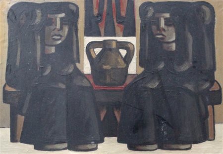 Xante Battaglia, Religiosità, 1965, olio su tela, cm. 50x70, firmato, datato...