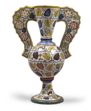 VASO IN MAIOLICA A LUSTRO, CERAMICHE RUBBOLI GUALDO TADINO, METÁ XX SECOLO a...