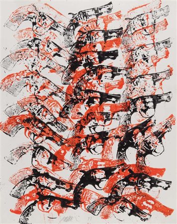 ARMAN (Nizza 1928 - New York 2005) Bloody guns, 1977 Acquerello su carta, cm....