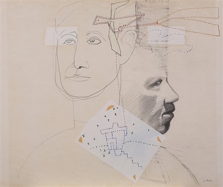 MICHELE ZAZA Molfetta 1948 Senza titolo disegno, tecnica mista e collage su...