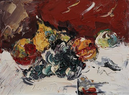 SERGIO SCATIZZI Gragnano 1918 - 2009 " Frutta " 1990 olio su tela 40x30...