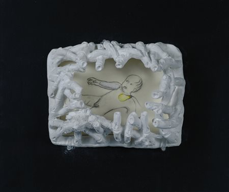 Enzo Cucchi, Morro d'Alba 1950 - 0, Lampo, 2004, Matita e pelo di animale su...