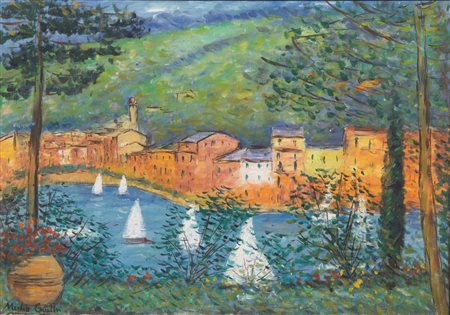 MICHELE CASCELLA(Ortona 1892 - Milano 1989)&nbsp; Portofino&nbsp; olio su...