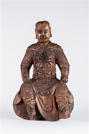 Arte Cinese Statua in legno duro raffigurante Zhenwu Cina, dinastia Ming,...