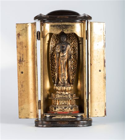Arte Giapponese Altare in legno laccato con Amidaraigo Giappone, XIX secolo ....