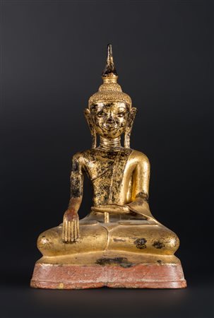 Arte Sud-Est Asiatico Buddha Birmano in bronzo dorato Birmania, XVII secolo ....