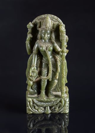 Arte Indiana Scultura in saponaria raffigurante Sarasvati India, XIX secolo ....