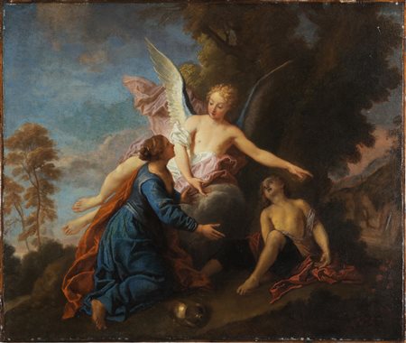 DE BOULOGNE LOUIS (1654 - 1733) Tobiolo e l'angelo. . Cm 68,00 x 58,00. DE...