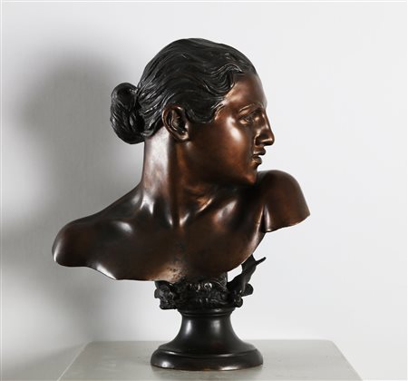GEMITO VINCENZO (1852 - 1929) Mezzo busto di fanciulla in bronzo brunito. ....